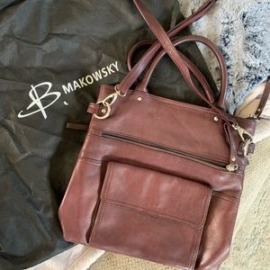 B.Makowsky genuine leather handbag w/strap